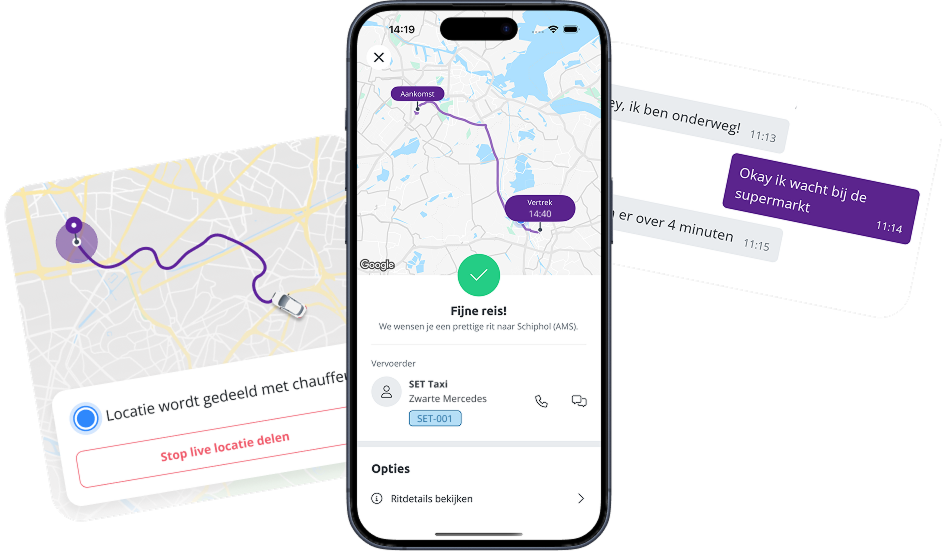Phone highlighting all features of app