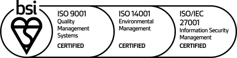 ISO 9001,14001 and 27001 badge